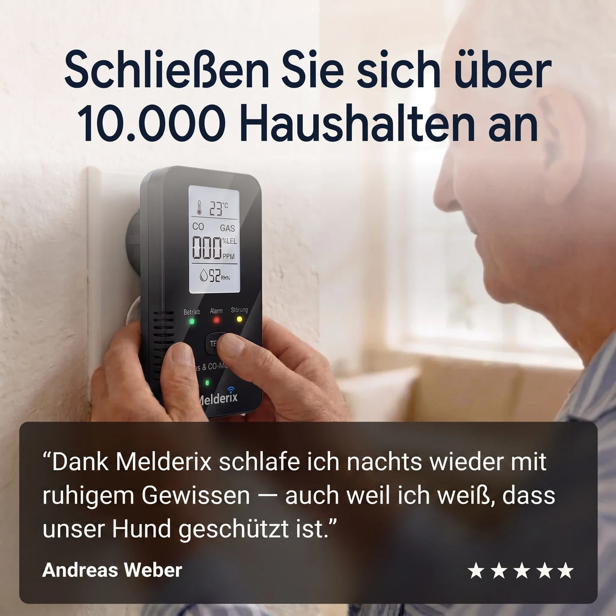 Melderix 4-in-1 CO-melder voor gezin & huisdieren